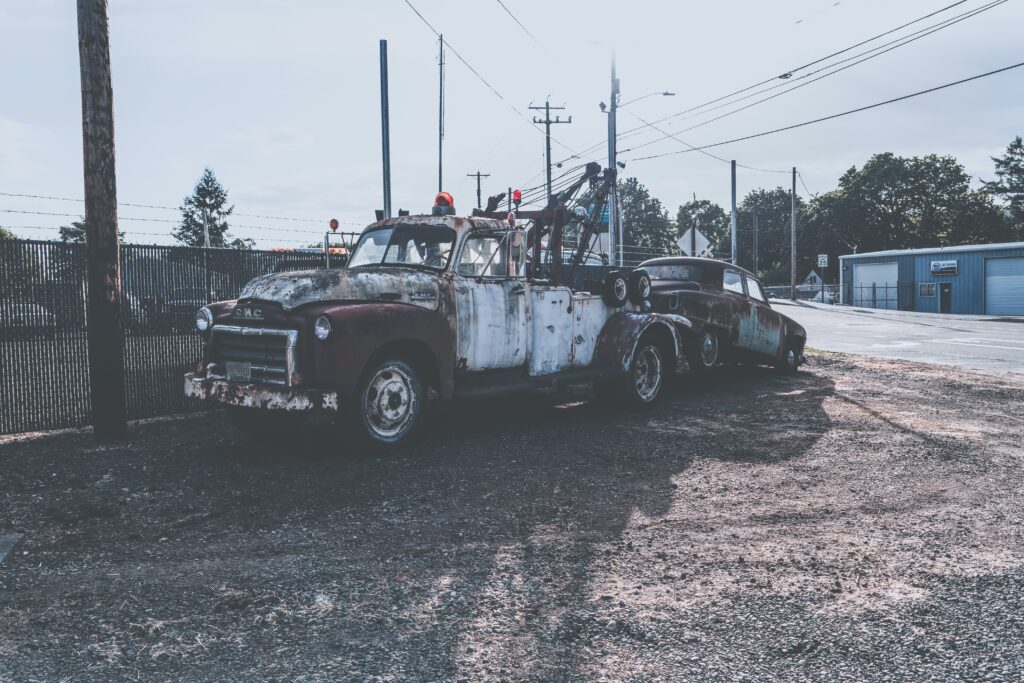 abandoned car crashed car